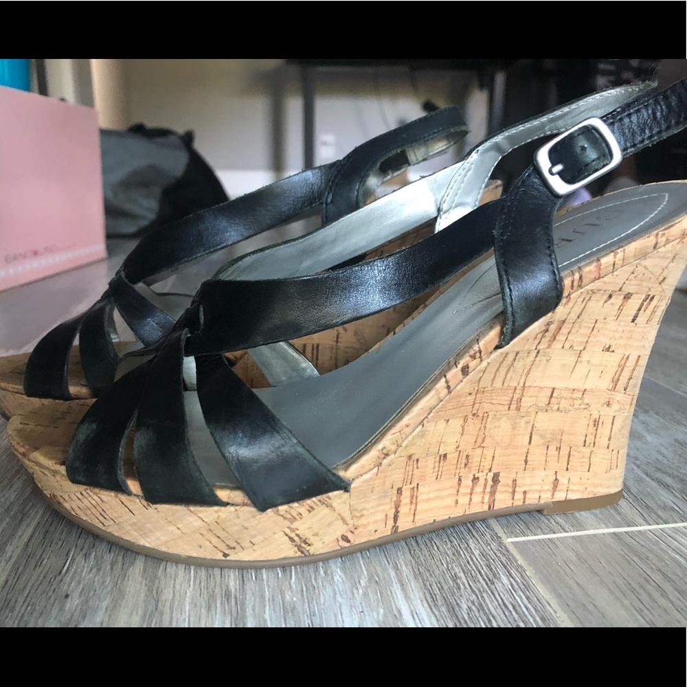 Guess Wedge Black and Cork Sandals